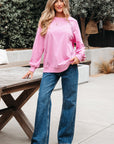 Lilah Lace Patched Raglan Sleeve Loose Fit Sweatshirt