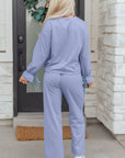 Rory Beau Flounce Long Sleeve Lounge Set