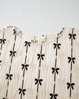 Bow Textured Short Puff Sleeve Top