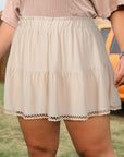 Plus Size Boho Frilled Elastic Waist Shorts