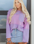 Sawyer Contrast Textured Patchwork Long Sleeve Top