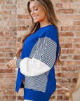 Stripe Leopard Patchwork Long Sleeve Sweatshirt