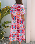 Hannah Floral Tied Front High Waist Long Dress