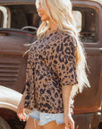 Zoey Leopard Print Half Sleeve Oversized Top