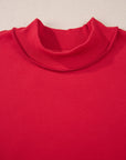 Solid Mock Neck Drop Shoulder Oversize Sweatshirt
