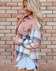 Nancy Plaid Corduroy Patchwork Shacket