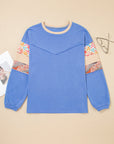 Plus Size Floral Patchwork Reverse Seam Top