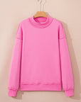 Solid Mock Neck Drop Shoulder Oversize Sweatshirt