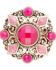 Embellished Pink Quartz Golden Statement Ring