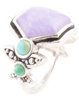 Emile Purple Quartz and Blue Turquoise Sterling Silver Ring