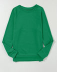Solid Round Neck Raglan Sleeve Sweatshirt