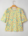 Flower Drop Shoulder Loose Summer T-Shirt