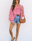 Leopard Balloon Sleeve Button-Up Shirt