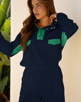 Colorblock Patchwork Pullover and Shorts Set