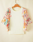 Boho Floral Patchwork Batwing Sleeve Blouse
