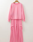 Solid Patchwork Top and Pants Set