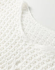 Hollowed Knit Wide Sleeve Pullover Sweater