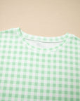 Gingham Long Sleeve Top and Shorts Set