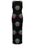 Baha Ranch Southwestern Aztec Sleeveless Bodycon Side Slit Western Maxi Dress