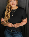 Plus Size Solid Rolled Short Sleeve T-Shirt