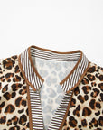 Leopard Stripe Trim V-Neck Mini Dress
