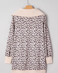 Leopard Patchwork Zip-Up Collar Mini Dress