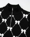Bow Quarter-Zip Short Sleeve Sweater