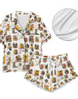 Baha Ranch Vintage Cowgirl Collage Western Satin Ruffle Pajama Set