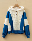 Colorblock Quilted Fleece Patchwork Oversize Hoodie