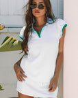 Emily Edge Cap Sleeve Collared Top 2 Piece Skirt Set