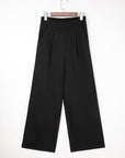 Solid Pleated Pull-On Straight Leg Pants