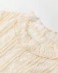 Lace Mock Neck Flounce Long Sleeve Top