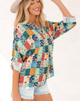 Zyla Up Sleeve Shift Blouse