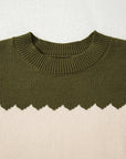 Colorblock Crew Neck Drop Shoulder Sweater