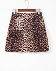 Leopard Tiered Patchwork Mini Skirt