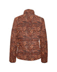 Tooled Leather Print Puffy Bomber Jacket