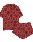 Baha Ranch Colores de Mexico Red Flamenco Mexican Tile Talavera Floral Satin Pajamas