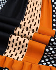 Stripe Polka Dot Ruffle Hem Mini Dress