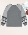 Stripe Patchwork Raglan Long Sleeve Top