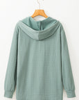 Mandy Textured Drawstring Hooded Long Sleeve Top