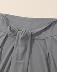 Solid Knotted Drop Waist Split Leg Pants