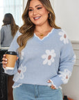 Lucille Fuzzy Flower Scalloped PLUS Sweater