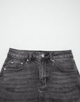 Denim Asymmetrical Distressed Midi Skirt