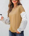 Beazita Patchwork Ruffled Sleeve Sweatshirt