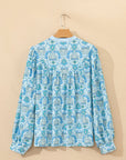 Paisley Long Puff Sleeve Buttoned Shirt