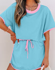 Colorblock Short Sleeve T-Shirt and Skort Set