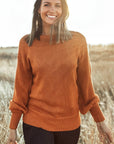 Solid Ribbed Drop Shoulder Sweater