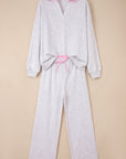 Stripe Contrast Trim Pullover and Drawstring Pants Set