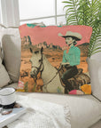 Baha Ranch Retro Pop Western Ride Cowgirl Pillow Case Made in America
