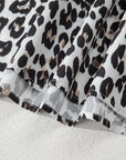 Plus Size Leopard Contrast Trim Half Button Top